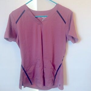 Greys anatomy scrub set mauve color black strips medium